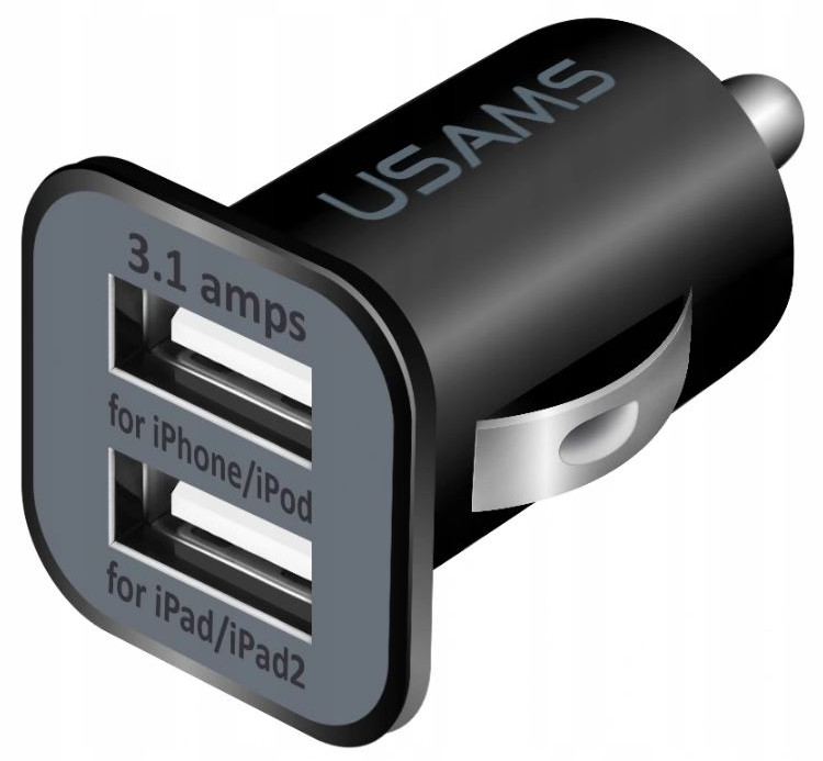 

Ładowarka Samochodowa 3.1A 2xUSB 12/24V Czarna