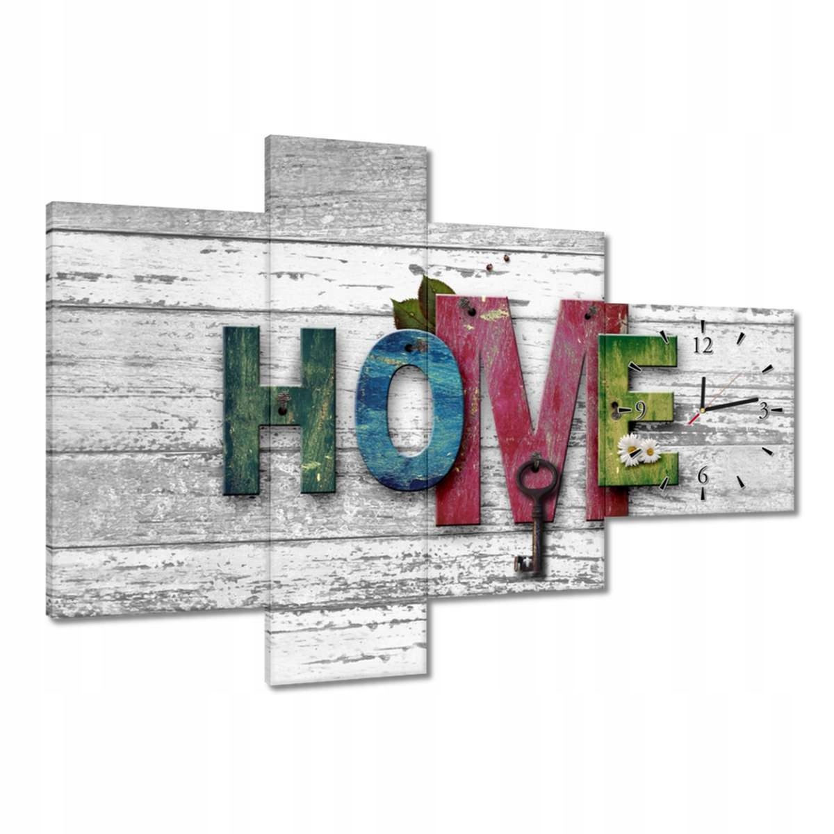 Hodiny 100x70 Barevný nápis Home