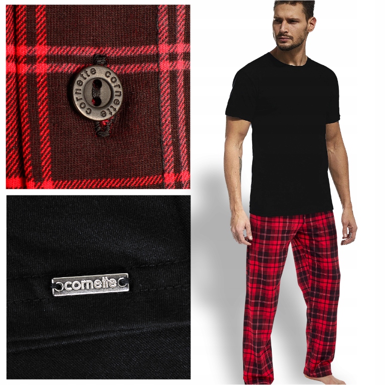 Pánské vánoční pyžamo Cornette Bavlna černá, červená, vel XXL