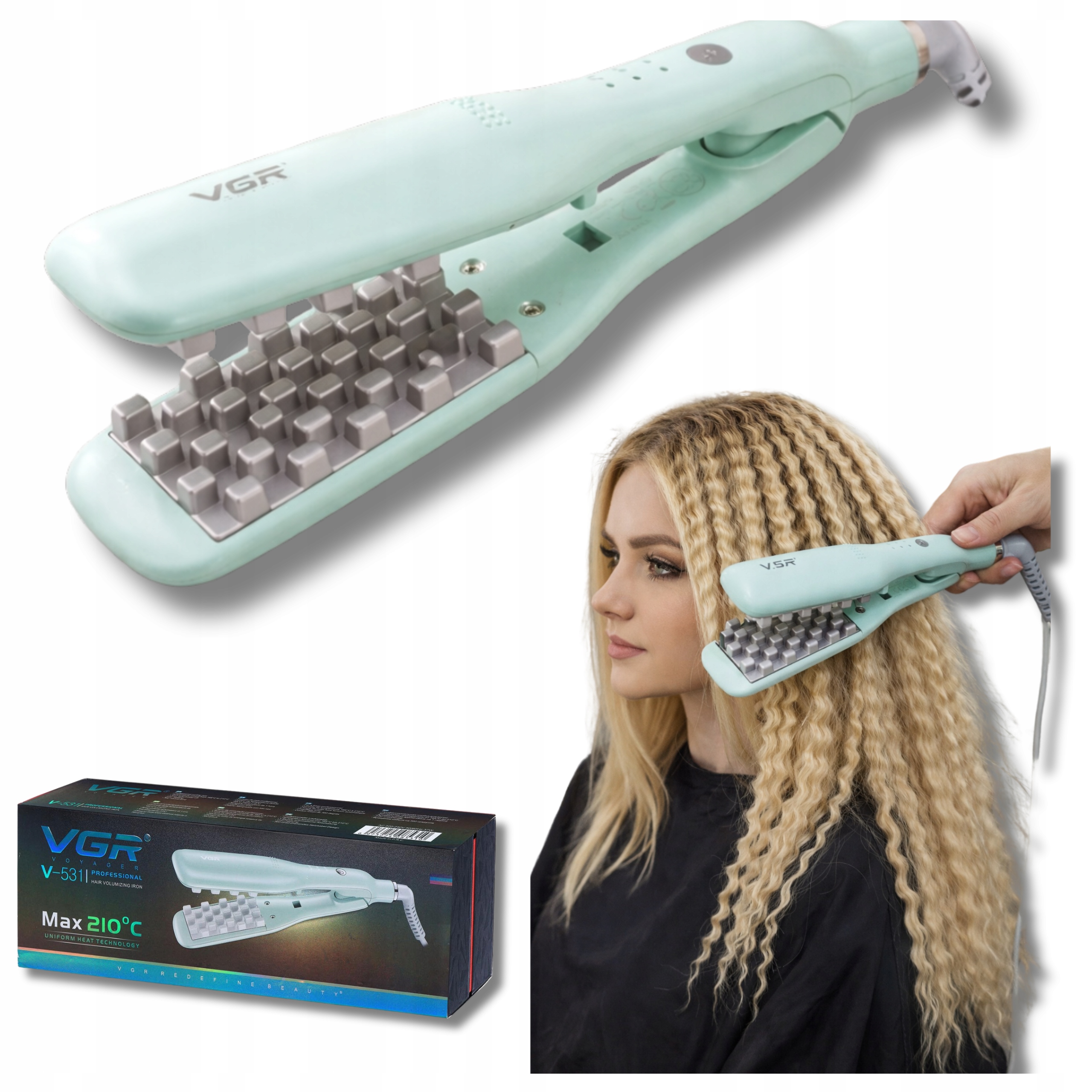 Karbownica Do Włosów Vgr V-531 Falownica Ceramiczna Fale Regulacja Lokowka