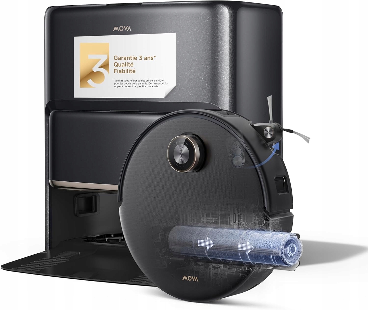 Mova Z60 Ultra Roller Uklízecí robot 28000 Pa s Hepa stanicí, černý