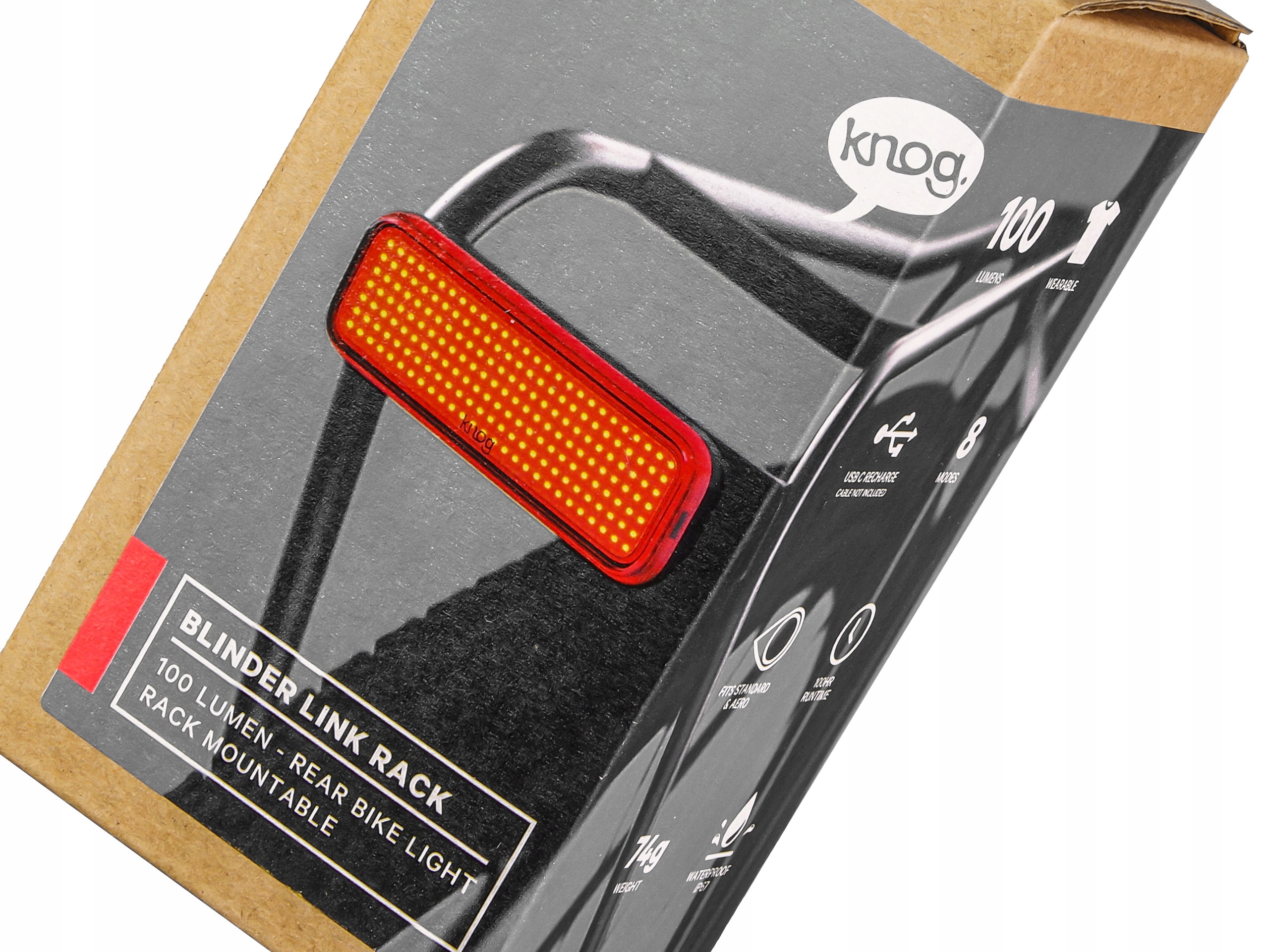 TYLNA LAMPKA ROWEROWA KNOG BLINDER LINK RACK NA BAGAŻNIK 100 lm USB-C Rodzaj tylne