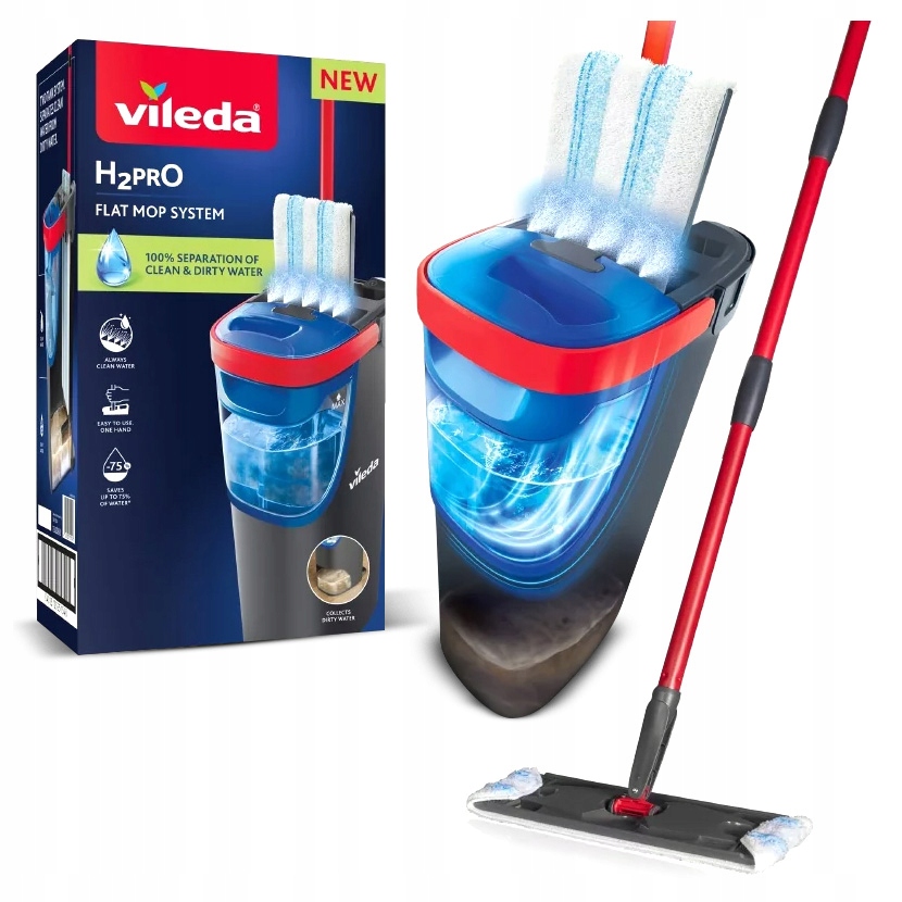Mop płaski Vileda H2prO wiadro separacja czysta brudna woda 2 zbiorniki