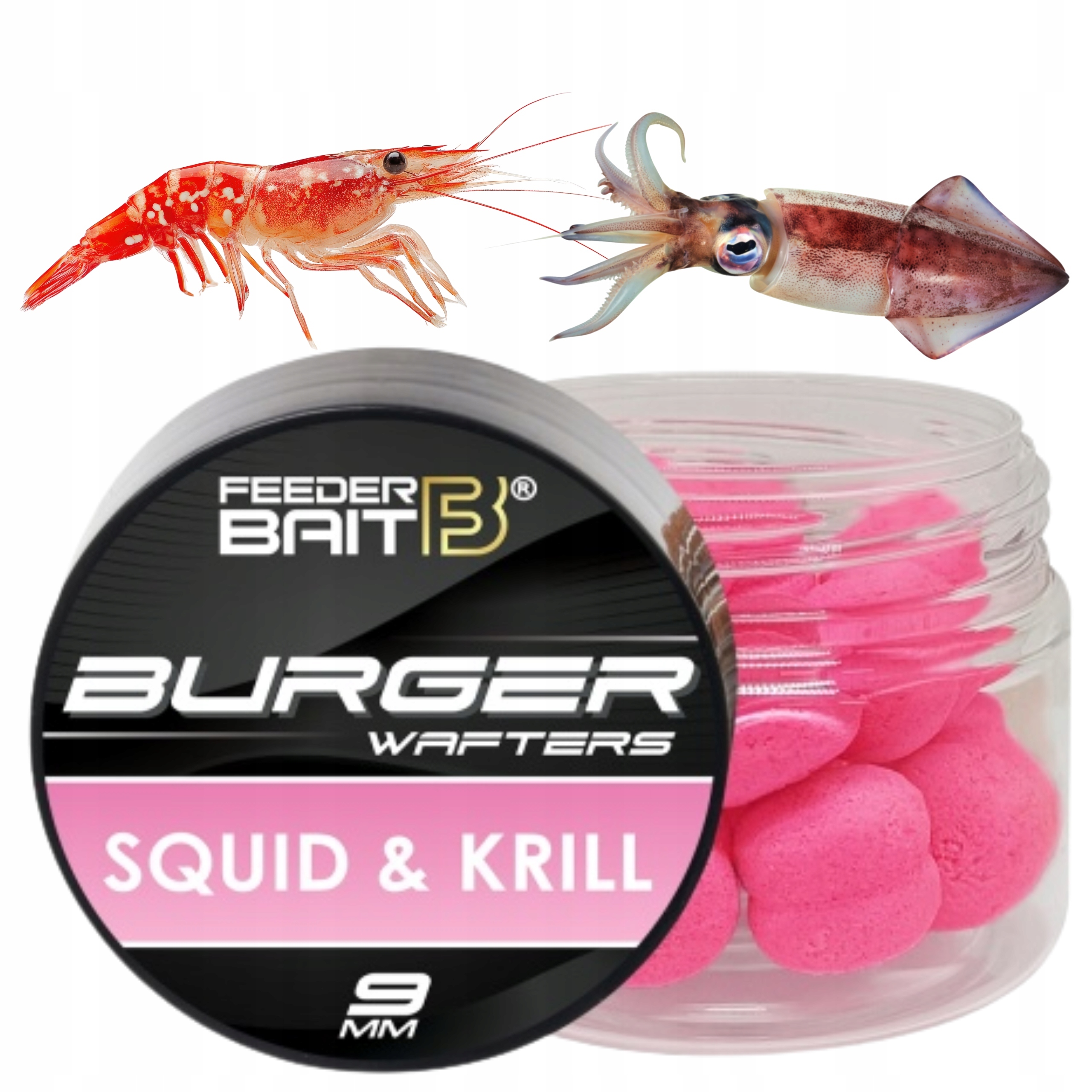 Feeder Bait Method wafters Burger Squid Krill 9mm przynęta na karpia różowa