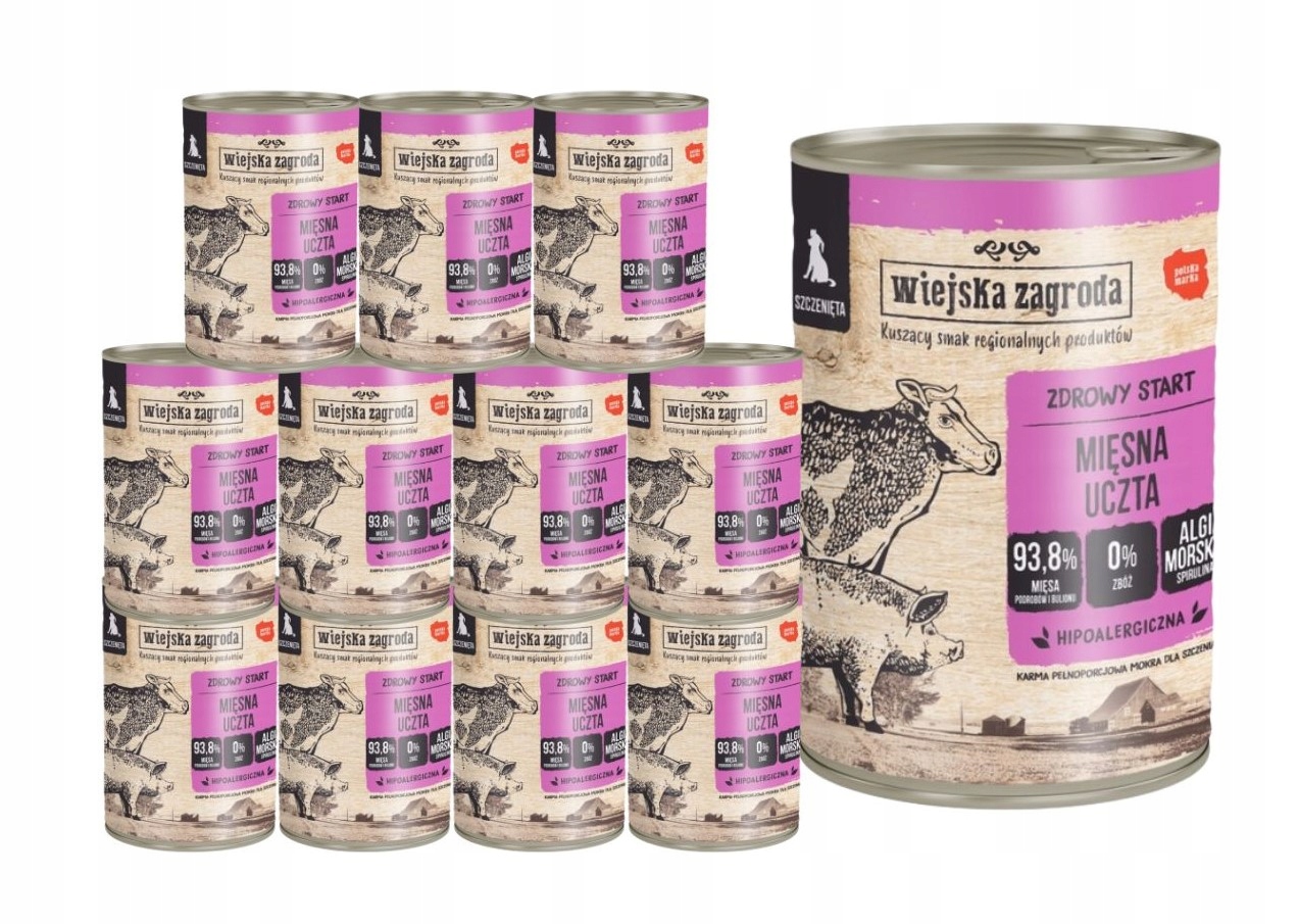 Wiejska Zagroda Karma mokra dla psa Junior Mięsna uczta 12x400g