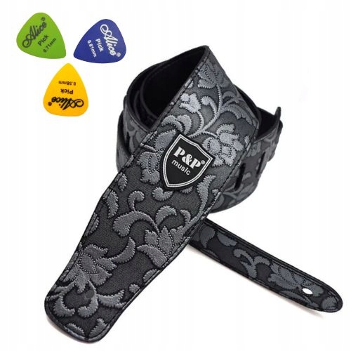 Pasek do gitary P&P Baroque Night Flair Vegan Leather PAS gitarowy KOSTKI