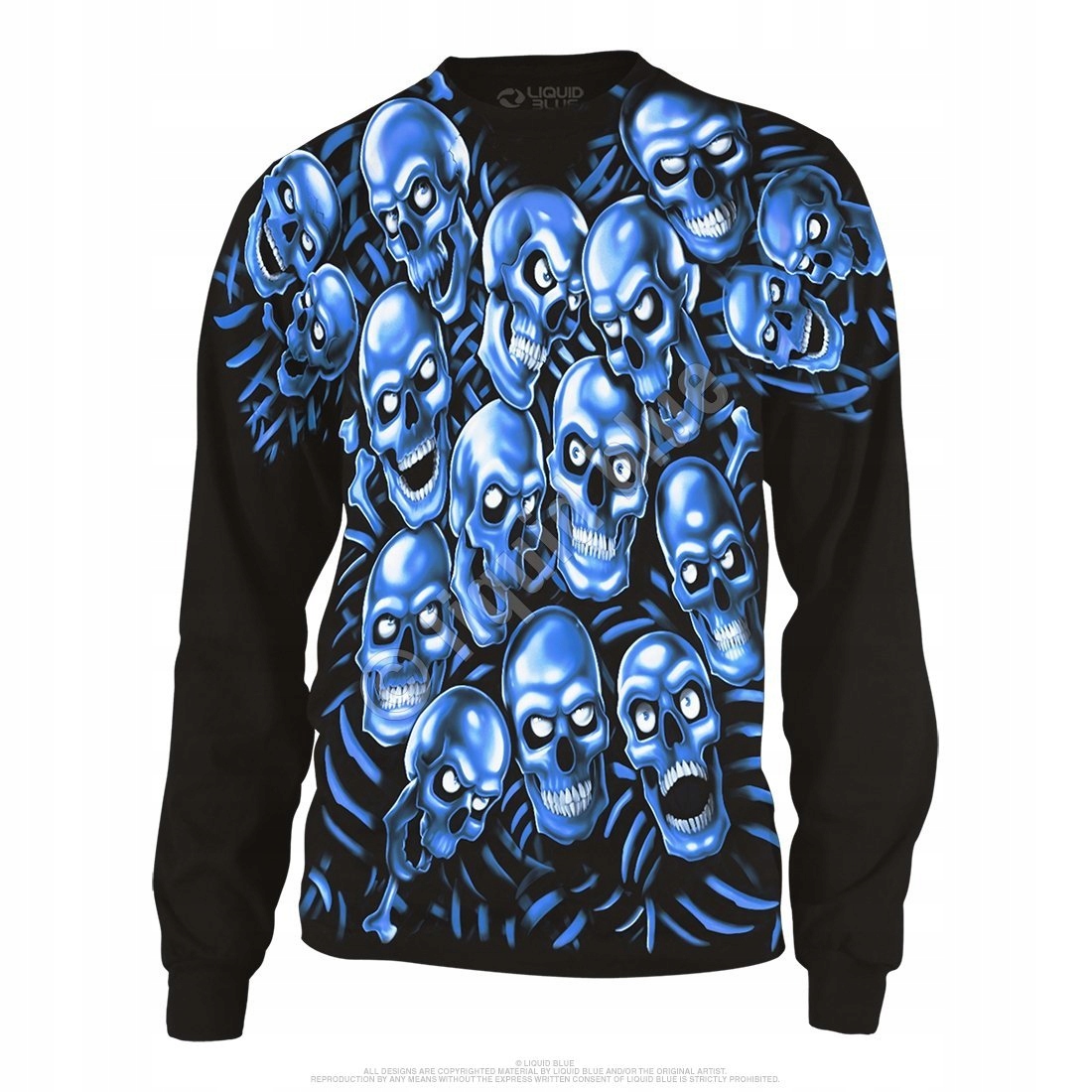 Modré tričko s dlouhým rukávem Skull Pile Liquid Blue L