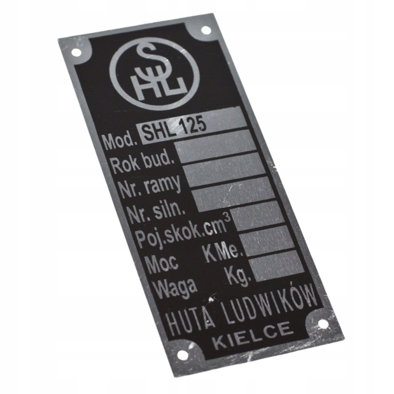 Tabliczka znamionowa SHL125 M04 - wzór ORG