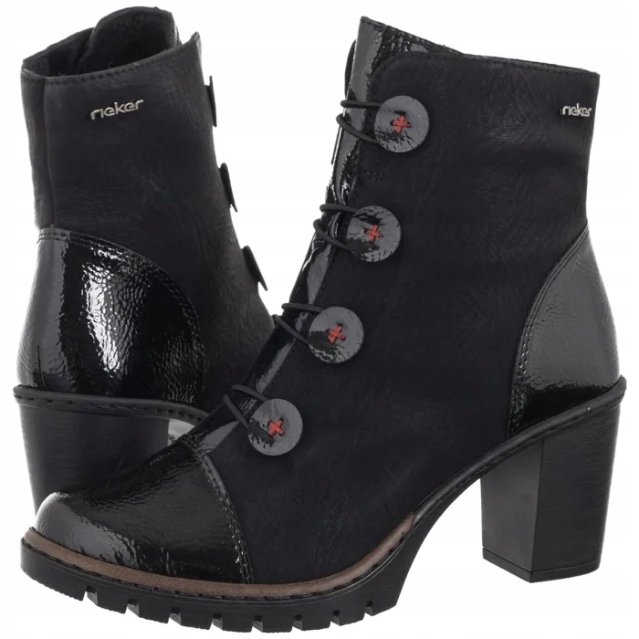 Dámské Boty Kotníkové Boty na Podpatku Rieker Černé Y2576-00 Black