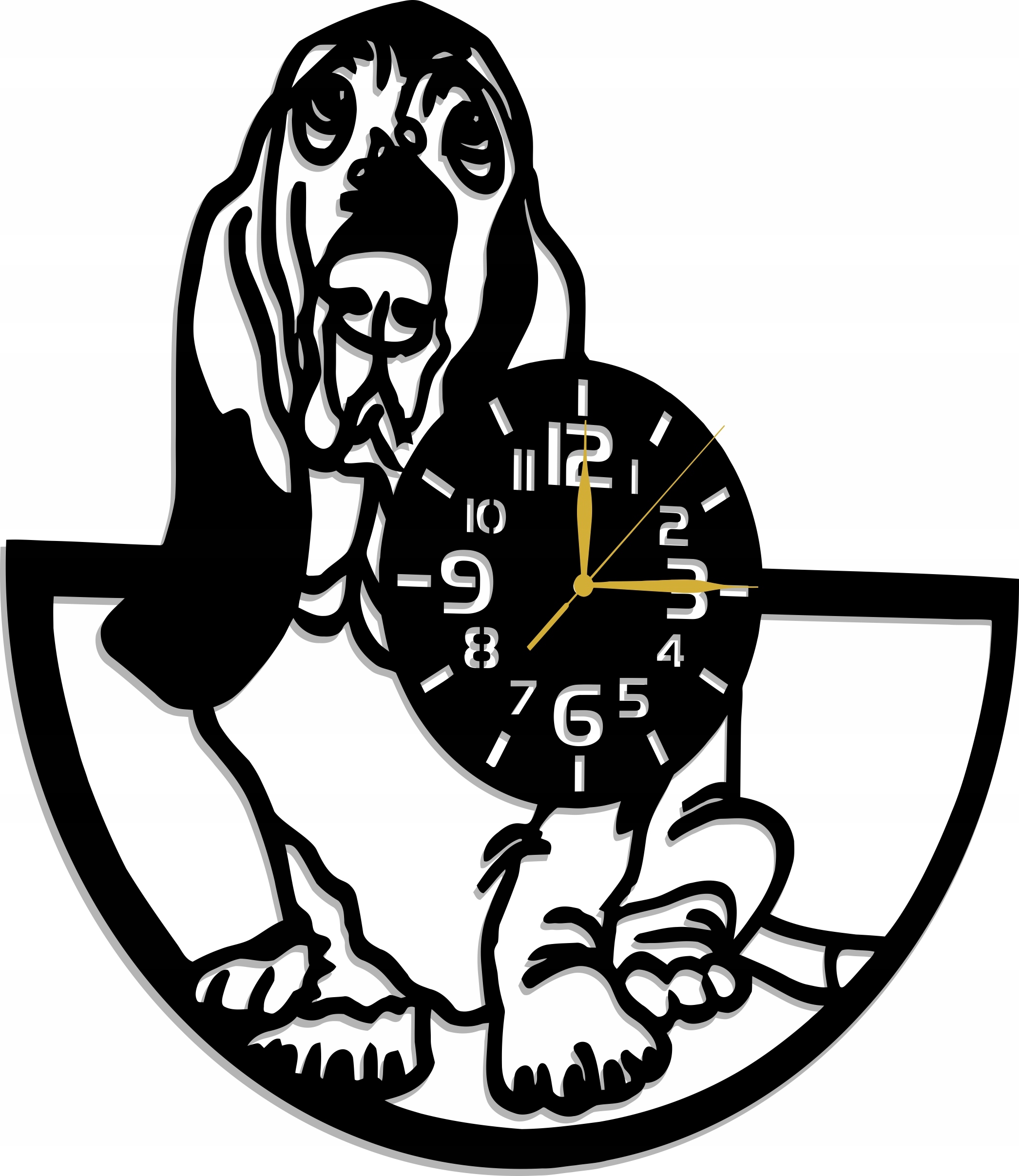 Hodiny Basset Hound Pes Honí Plemena Psů Dárek 50 CM 3D