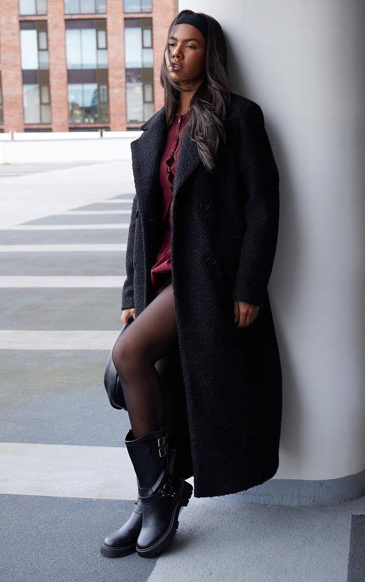 Černý Klasický Kabát S Dlouhým Rukávem Prettylittlething 44