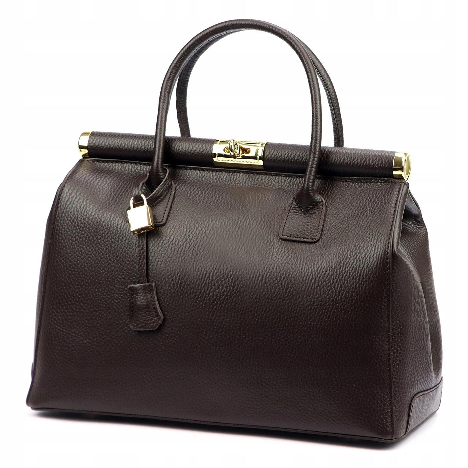 Dámská kabelka kufřík kožená tmavě hnědá Luka Dollaro