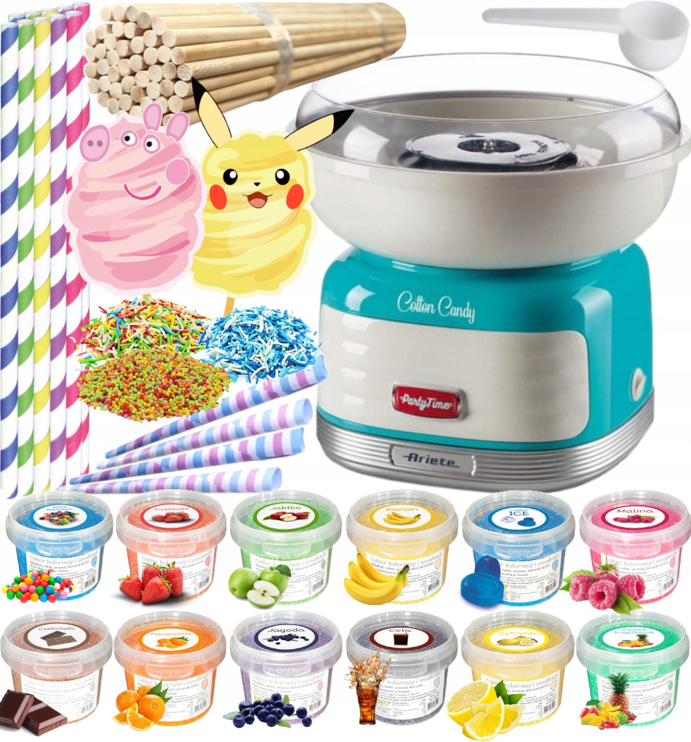 Strojek na cukrovou vatu Cukr 12 x 100 g Kbelík doplňky