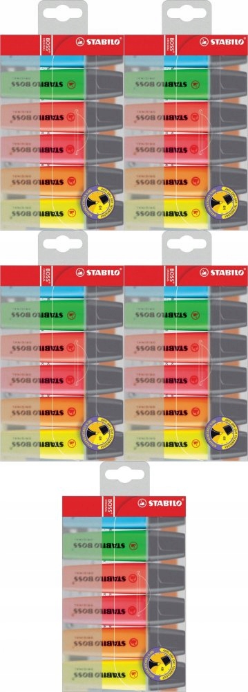 ZAKREŚLACZ PODKREŚLACZ TEKSTU STABILO BOSS ORIGINAL 6 SZT MIX KOLOR ETUI x5