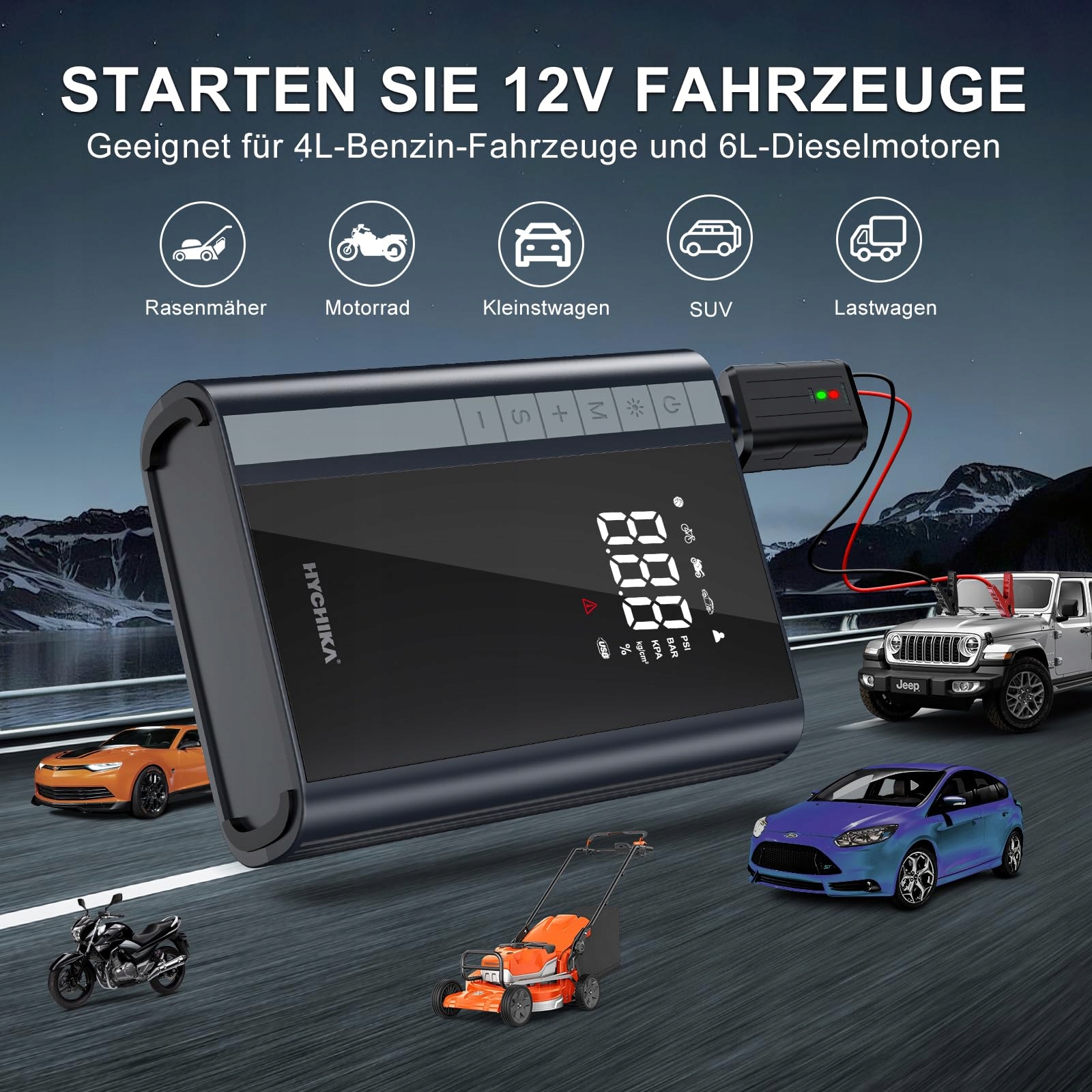 HYCHIKA Powerbank Z Kompresorem Do Samochodów Benzyna 6L Diesel 10L — miniatura 2