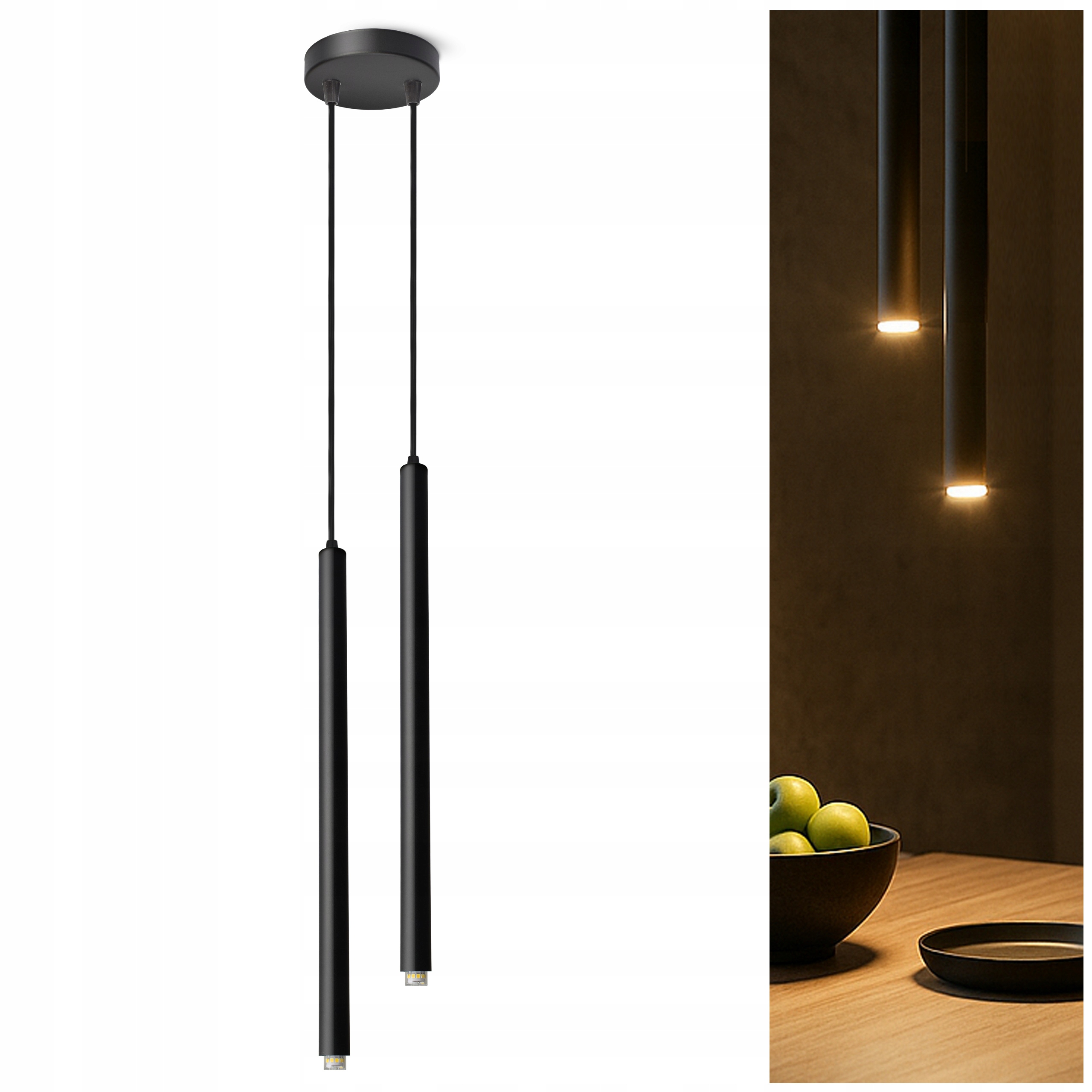 Lampa wisząca sufitowa Laser Sopel Tuba 853-EZ2 Czarna G9 2-Punktowa Led