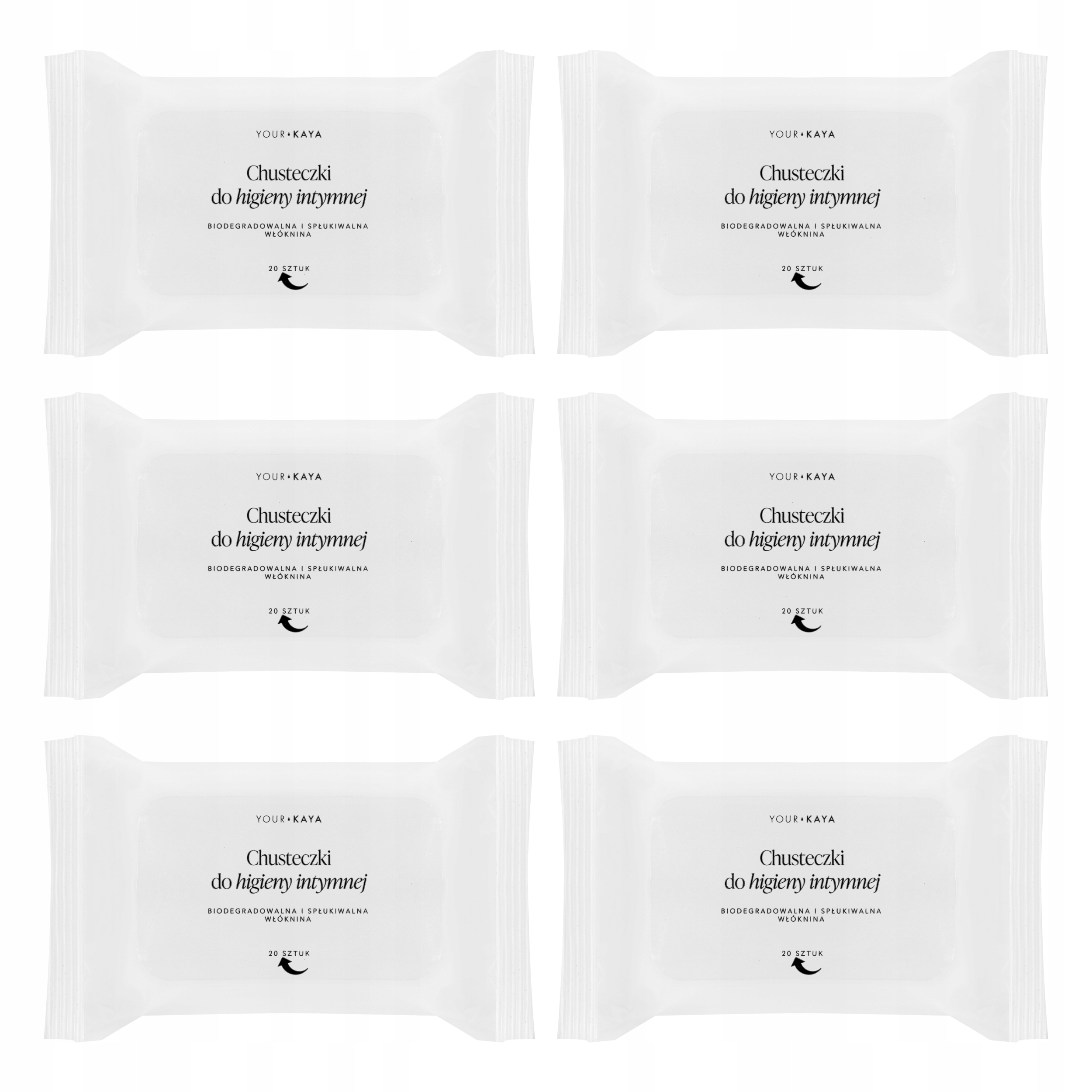 Vlhčené ubrousky pro intimní hygienu Bio Sada 6 × 20ks Your Kaya