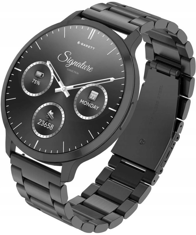 Elegantní Chytré Hodinky Garett Edge Černá Slim Obálka Sada Pásek