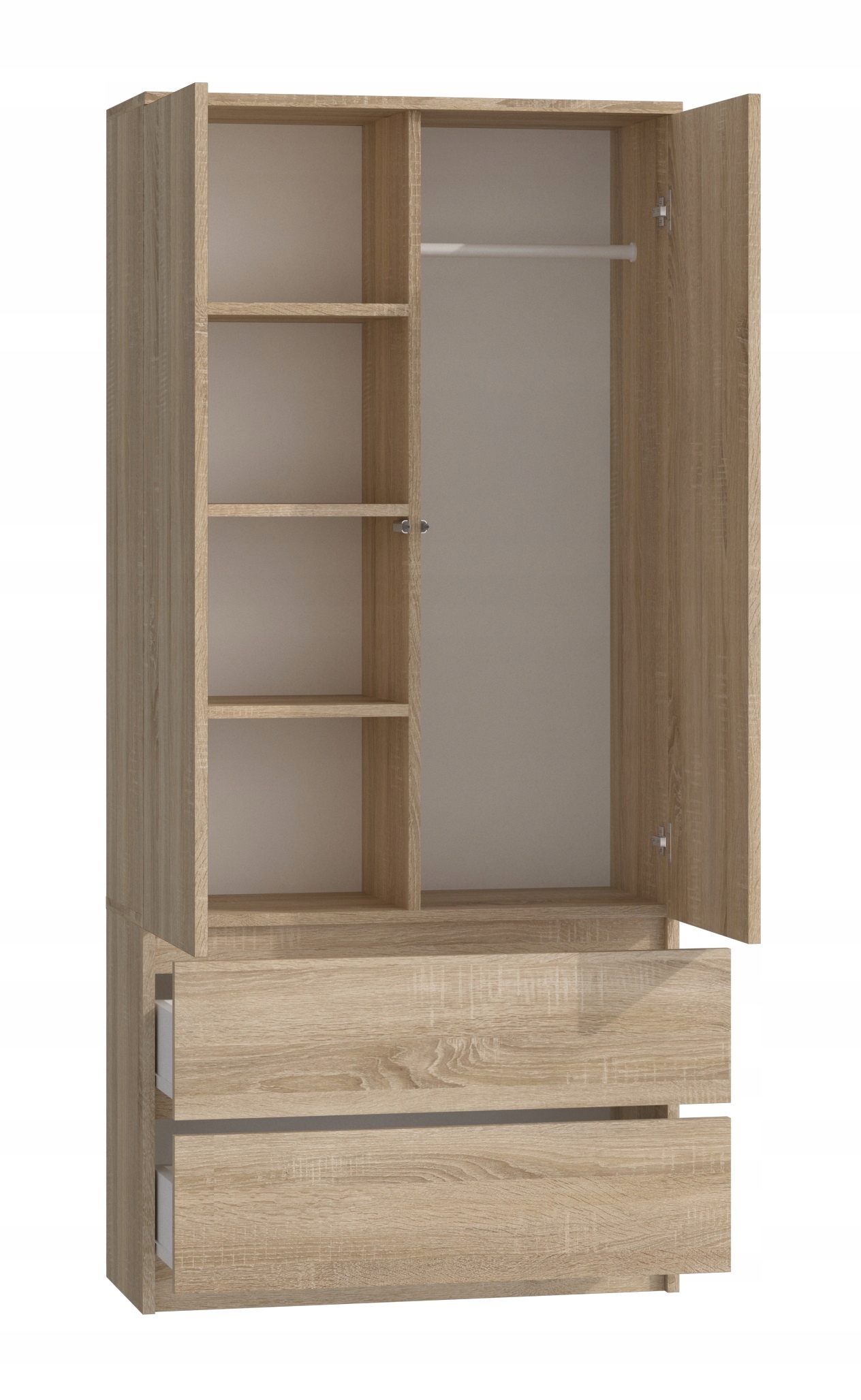 SZAFA GARDEROBA DRZWI 2 SZUFLADY SS-90 DĄB SONOMA Marka TopEshop