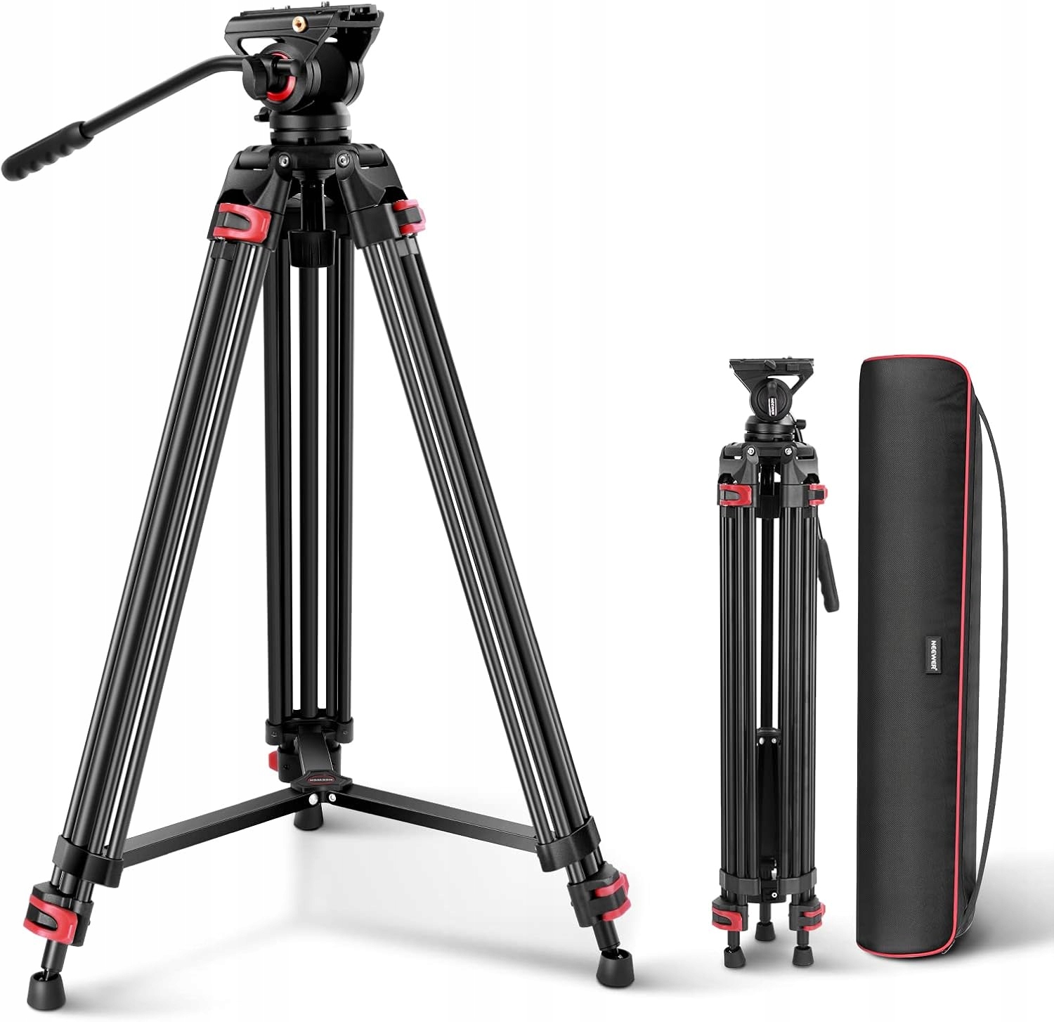 NEEWER Profesjonalny Statyw Wideo 188cm z Głowicą Płynową do DSLR i Gimbali — miniatura 10