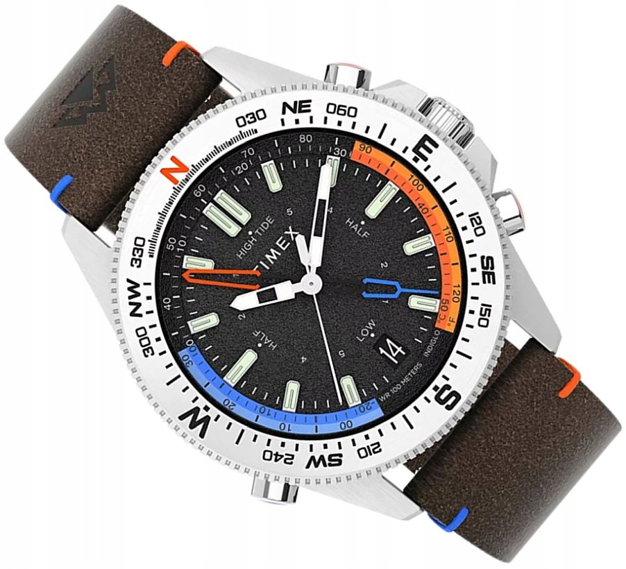 Pánské Hodinky Timex TW2V64400 Teploměr Kompas Příliv Indiglo Safír 100 M