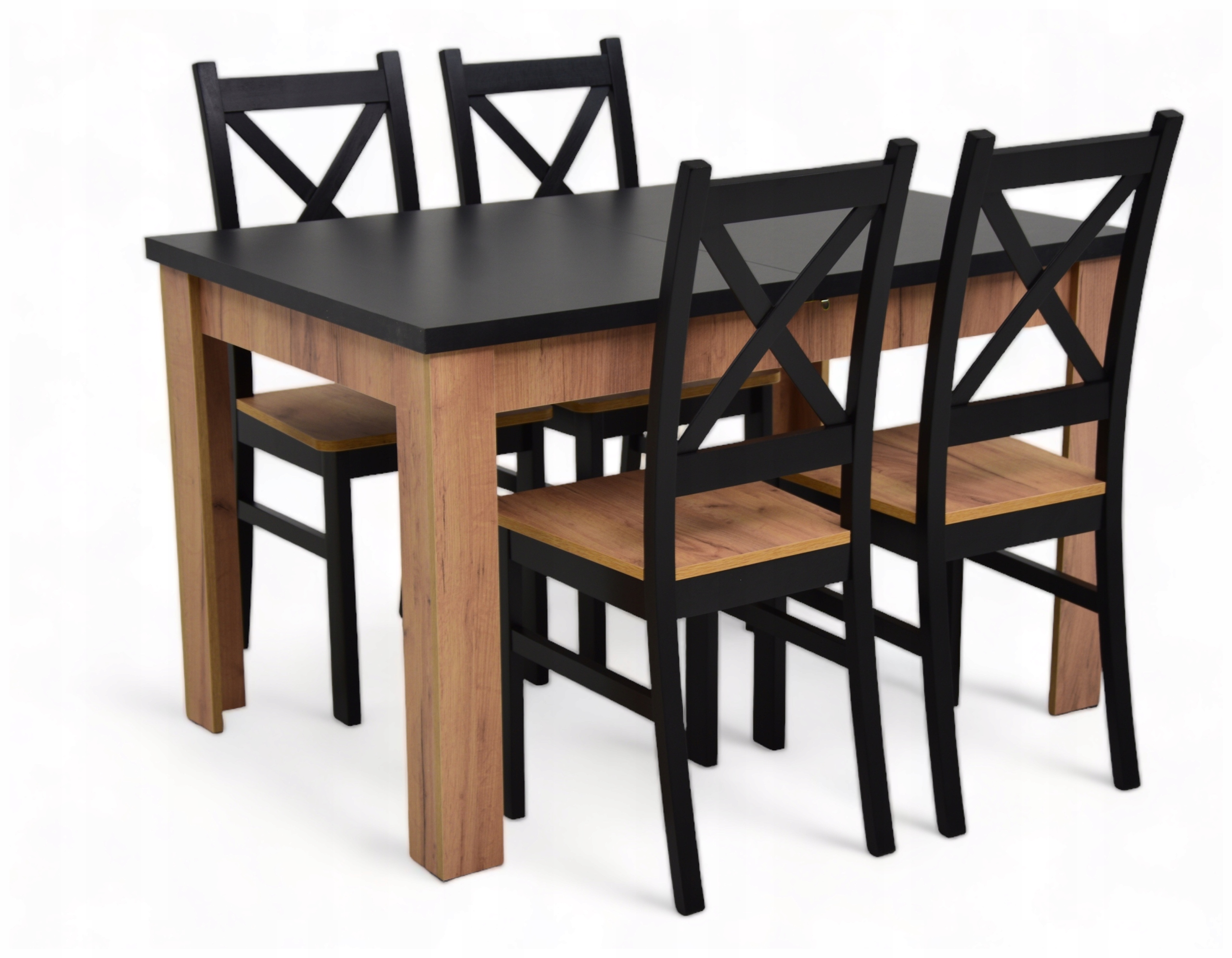 Stół rozkładany 80x120/160 4 krzesła Dąb Craft