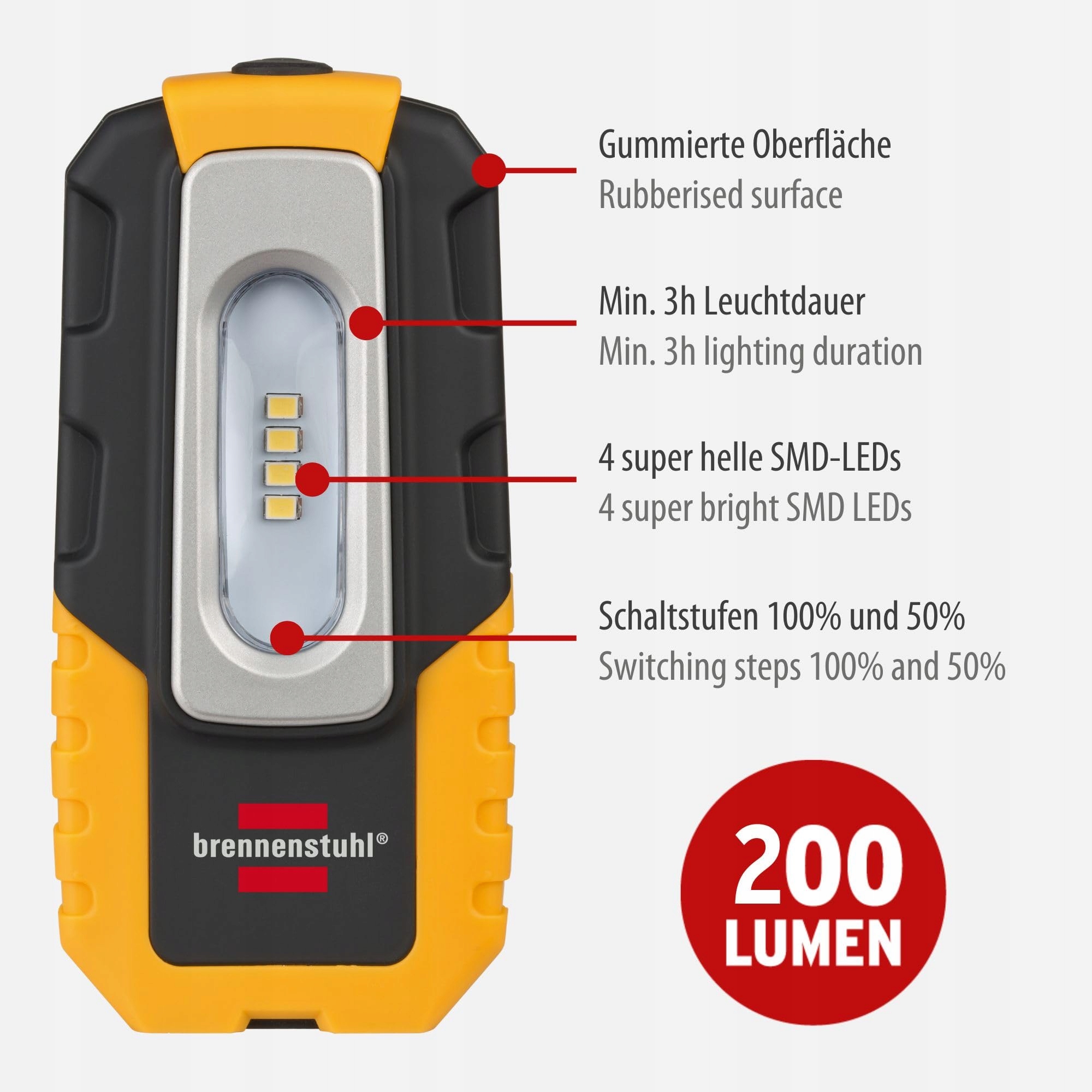 BRENNENSTUHL LED Akumulatorowa Lampa Robocza 200lm 3h Magnetyczna — miniatura 2