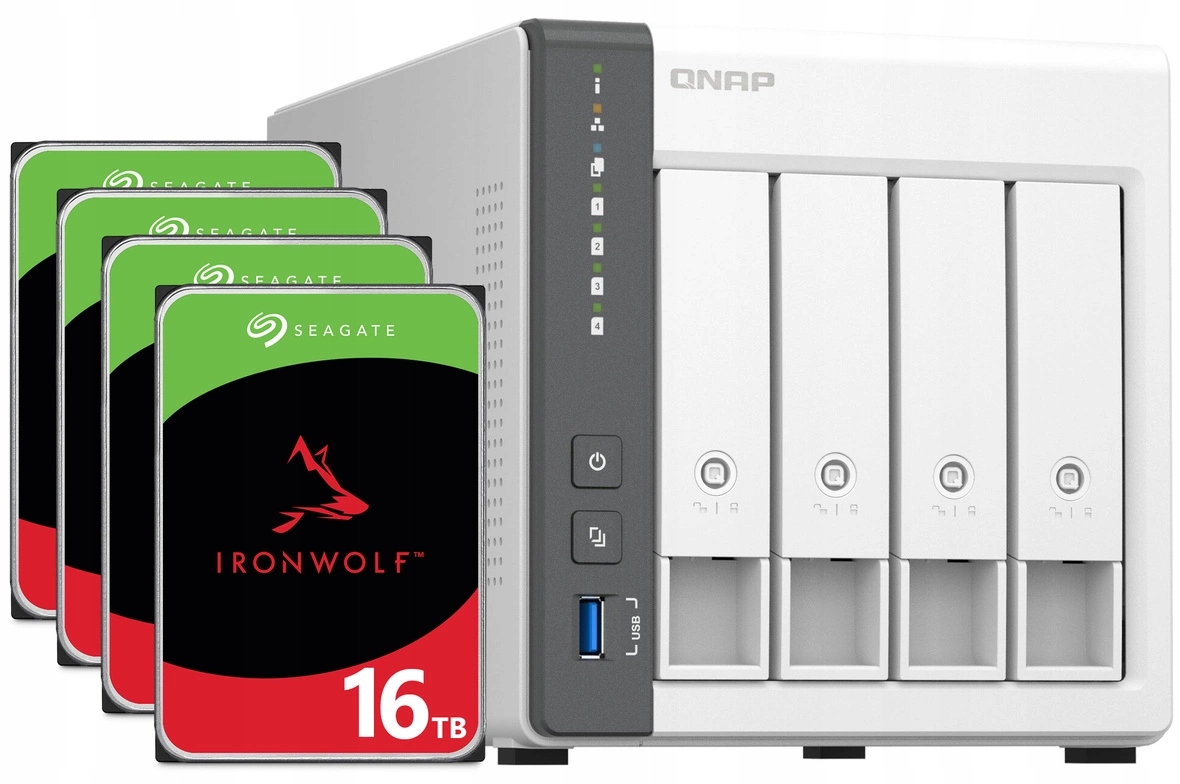 Nas server Qnap TS-433 4GB Ram 64TB Hdd (4x16TB) 2.5GbE Lan