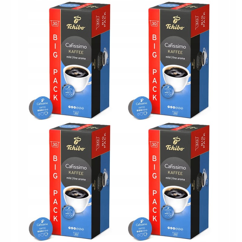 Zestaw 4x Tchibo Kawa Cafissimo Kaffee Fine Aroma 30 kapsułek