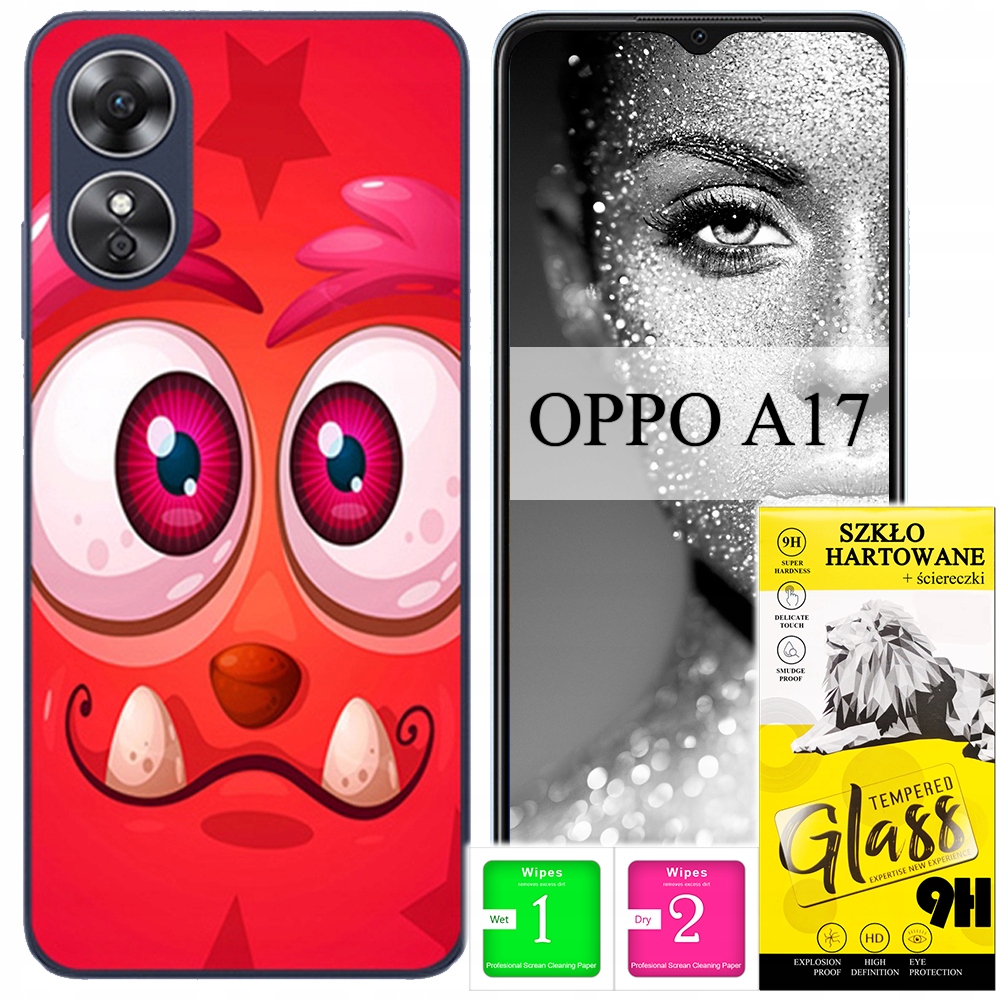 ETUI PLECKI FOTO Case OBUDOWA Pokrowiec JAKOŚĆ WZORY SZKŁO 9H do Oppo A17