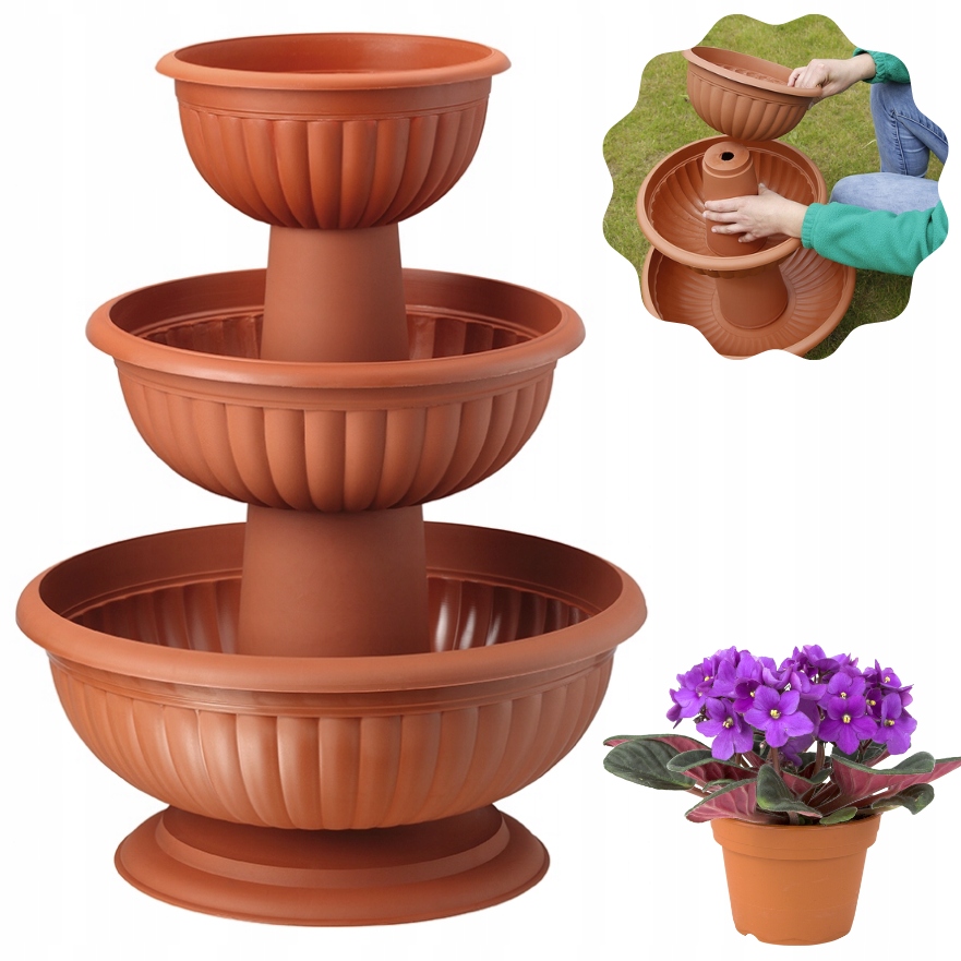 Doniczka Kaskadowa Kwietnik Stojący na Taras 3-Piętrowa Misa