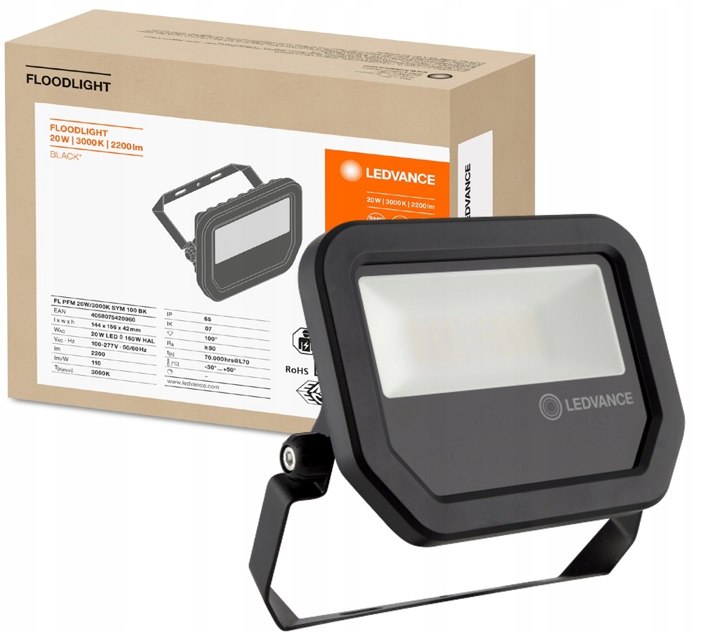 

Ledvance naświetlacz Led 20W 3000K czarna 2200lm