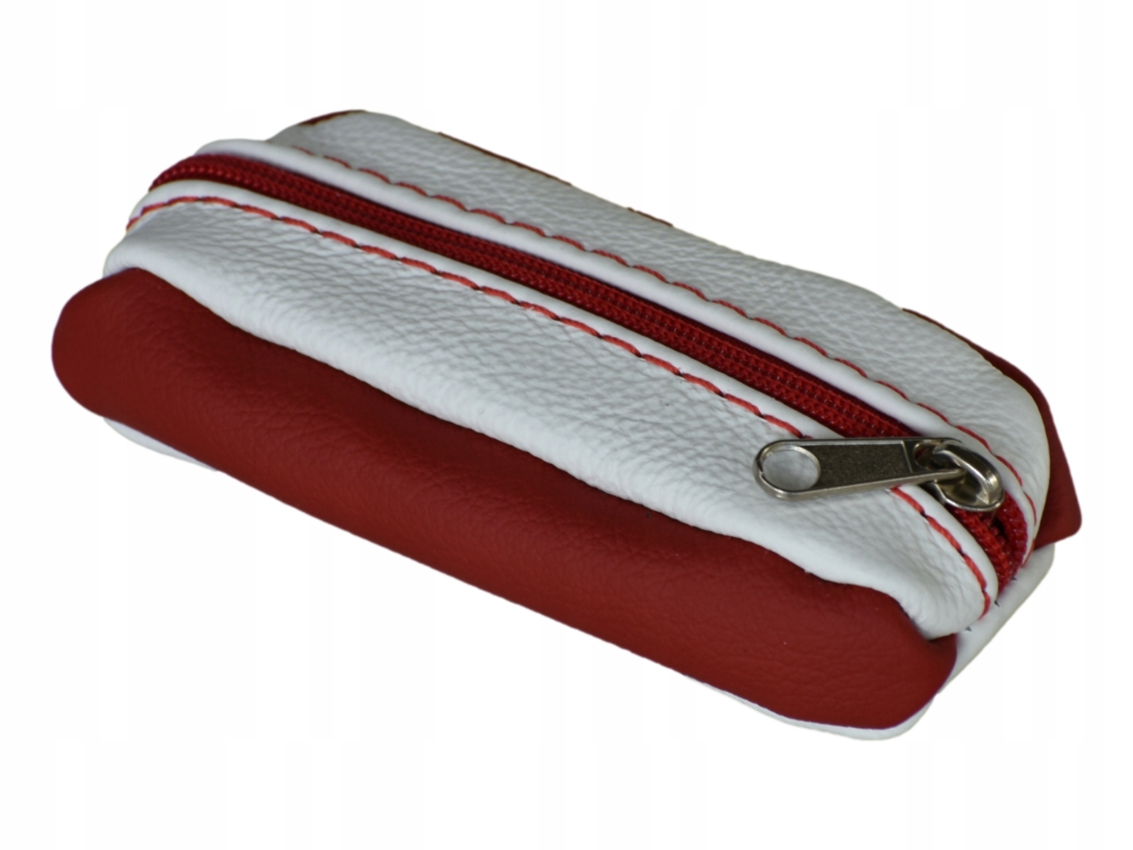 

Brelok skórzany na klucze biało czerwony