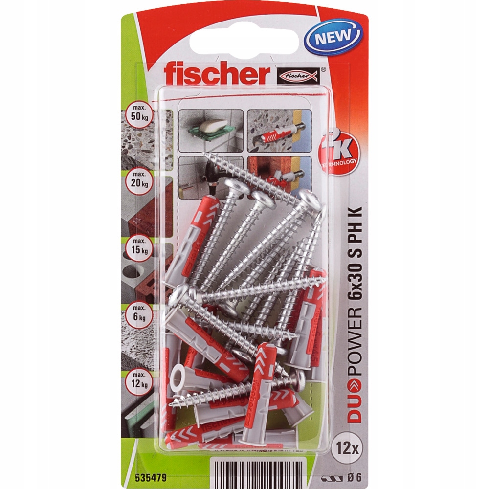

Kołki uniwersalny Fischer 6 x 30,05 mm 12 szt.