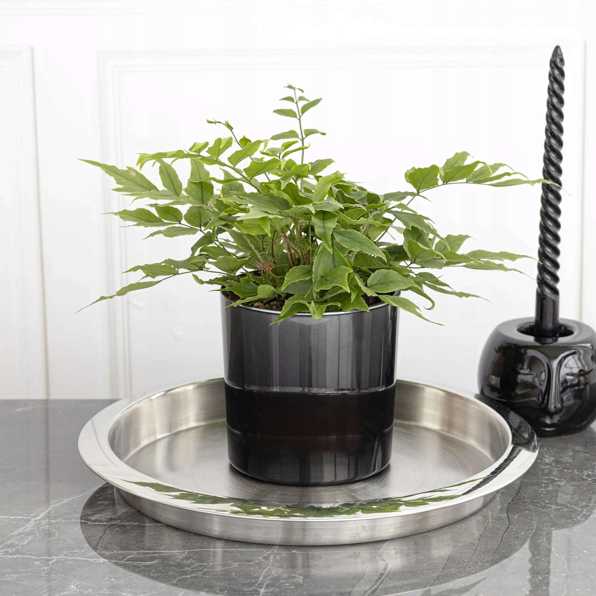 Osłonka CZARNA SREBRNA Na Doniczkę Rośliny OZDOBA GLAMOUR H 14 cm WAZON EAN (GTIN) 5901105004243