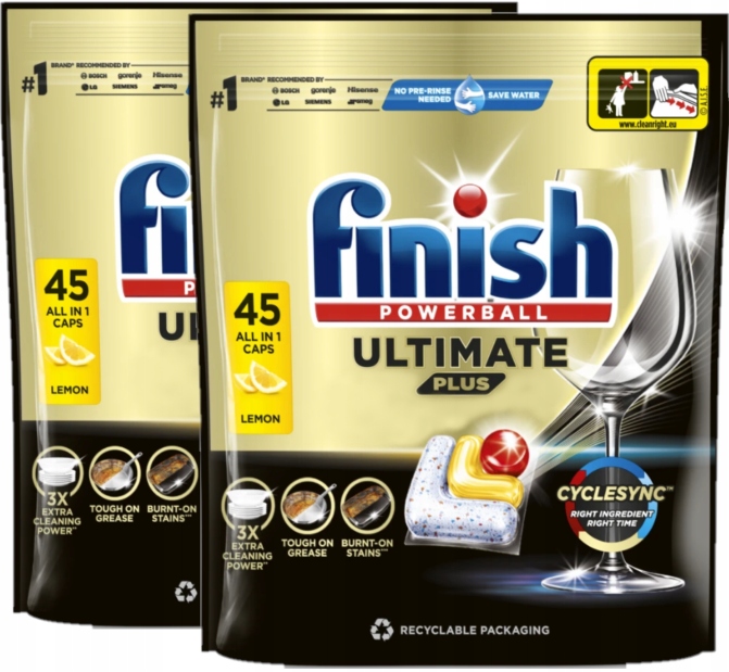 Levně Finish Ultimate Plus Kapsle na mytí nádobí v myčce citronové 90 ks
