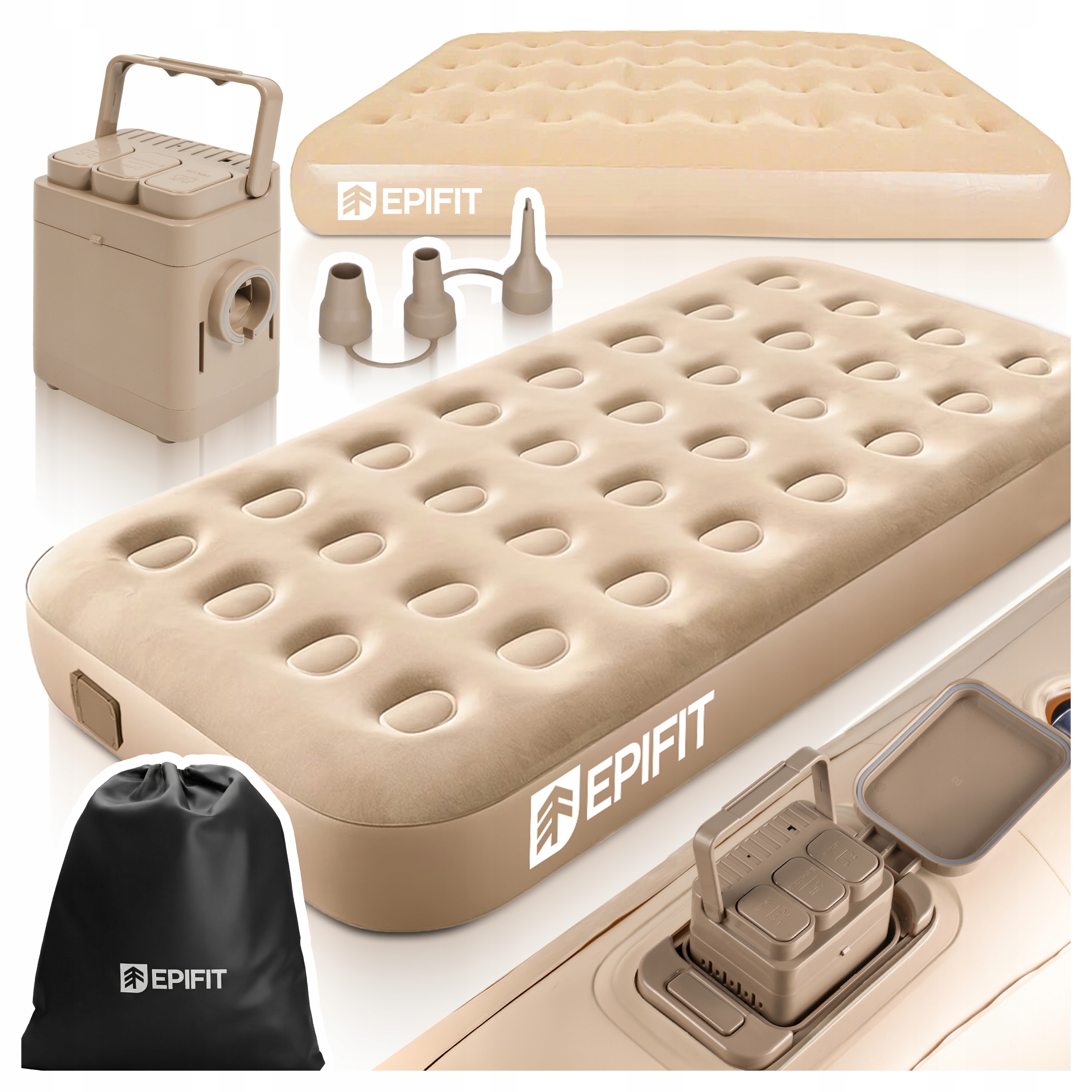 Materac Dmuchany Jednoosobowy Z Pompką Elektryczną Usb-c Kempingowy 150KG