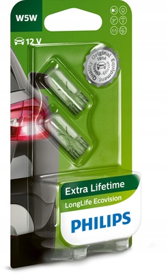 Żarówki Philips LongLife EcoVision W5W 5W W2,1x9,5d KPL-2. szt.