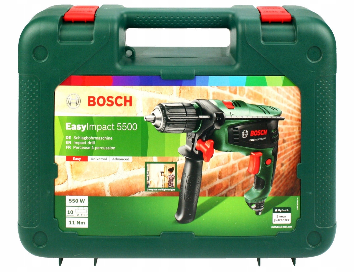 WIERTARKA 550W EASYIMPACT 540 BOSCH + WALIZKA Prędkość obrotowa 3000 RPM