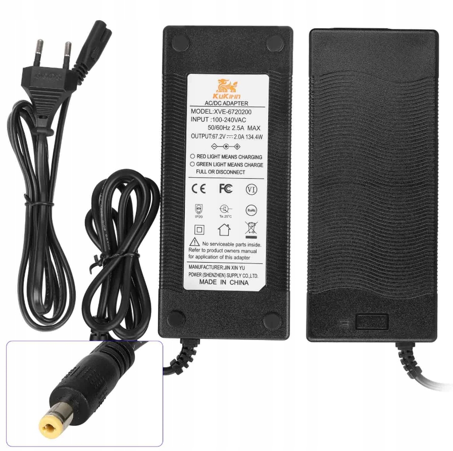 Oryginalna ładowarka 67.2V2.0A DC2.1 do hulajnogi Kukirin G4