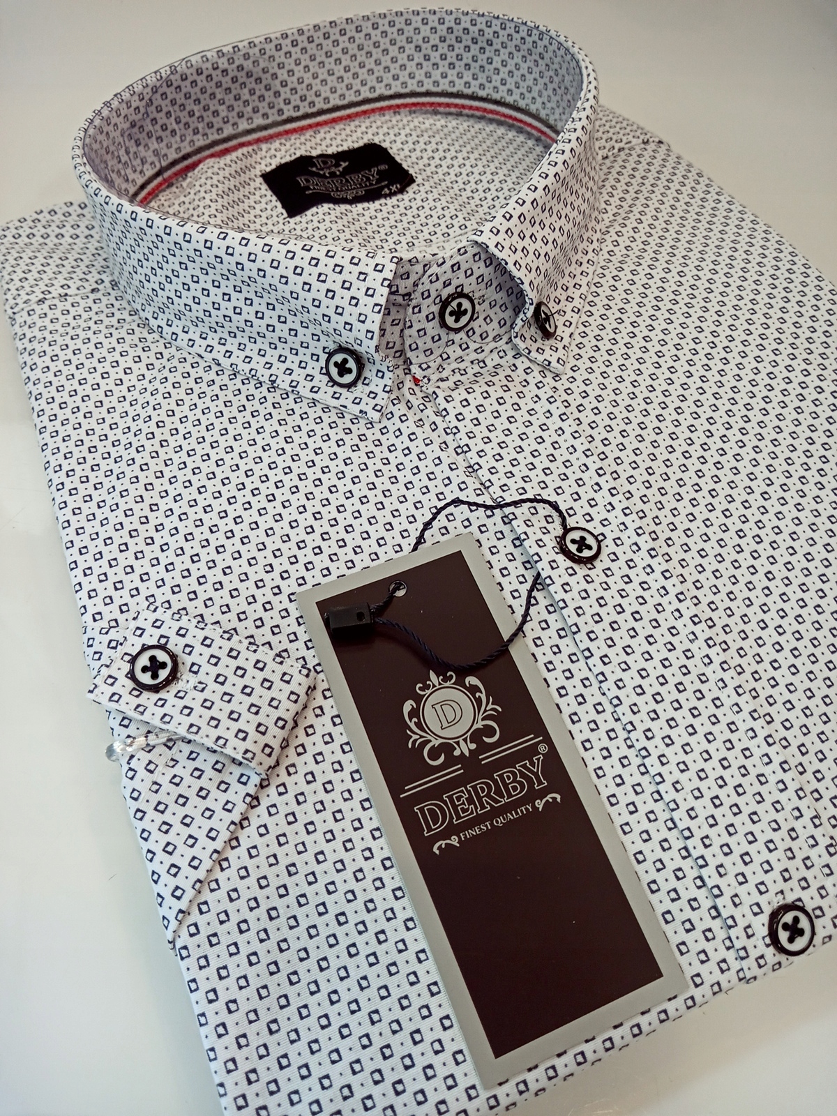 Derby pánská košile Velký vzor kr. rukáv bavlna regular 5XL 49/50 DRB-2511