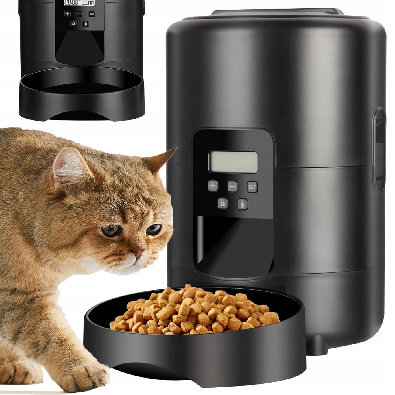 Levně 2 L Smart Pet Feeder Cat And Dog Food Dispenser Časovač Feeder Černý Pro Psy