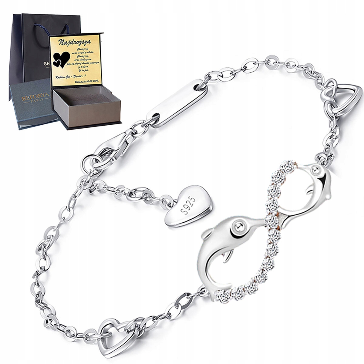 

Infinity Srebrna Bransoletka Delfin Srebro 925