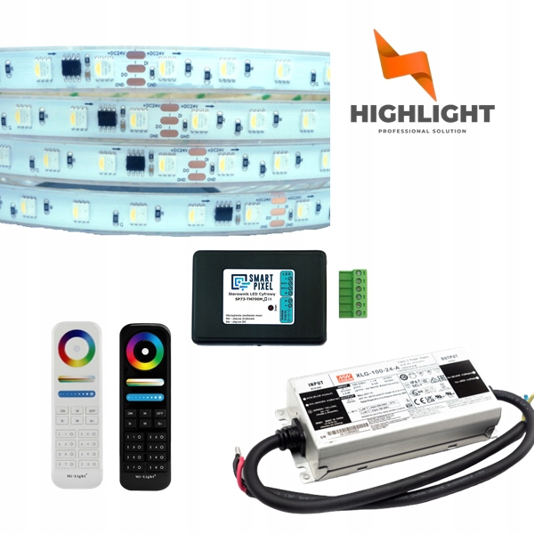 5 m Sada Bazén/Fontána Led vodotesná Strip Rgb+nw 14,4W/24V IP68