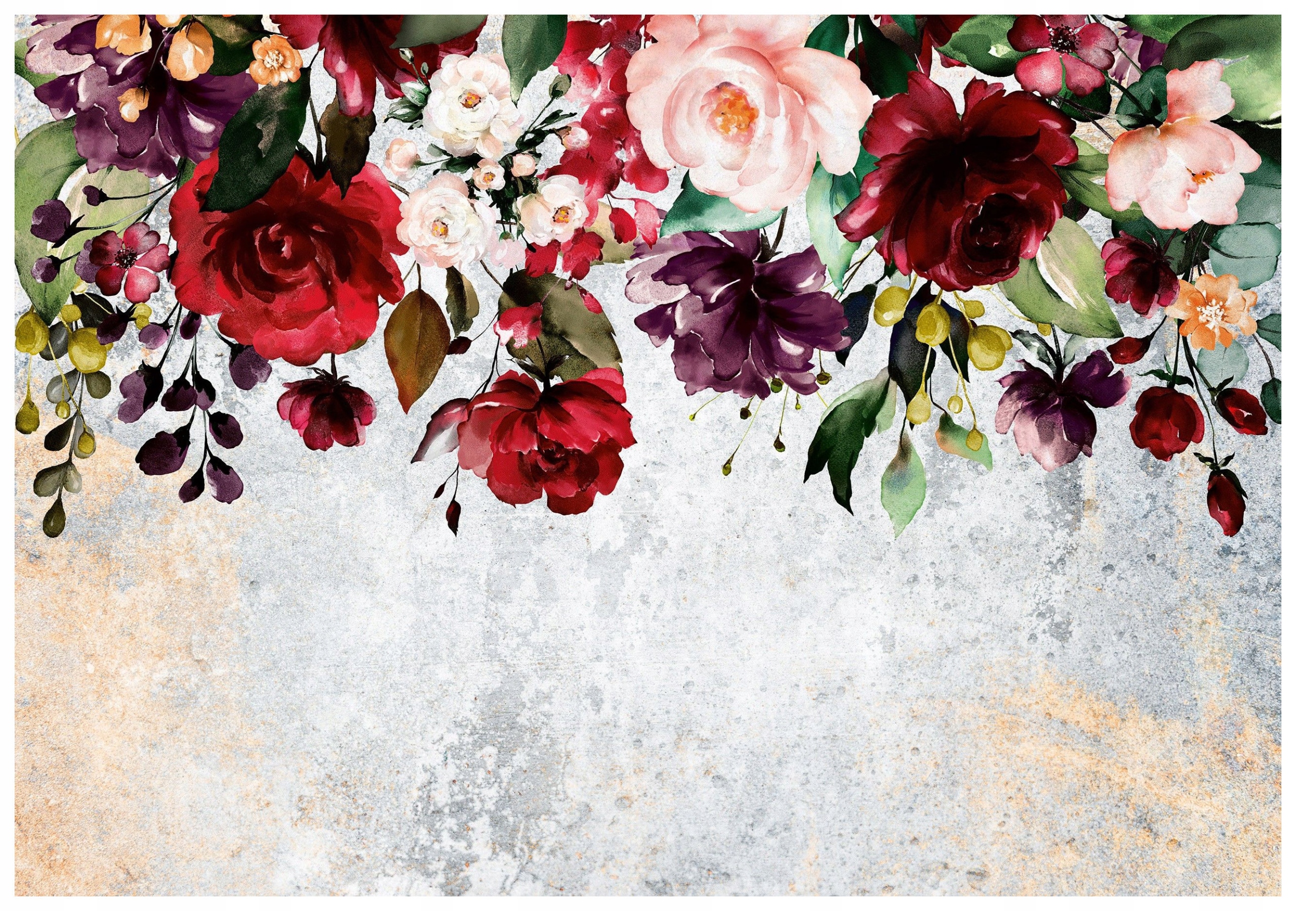 Vliesová fototapeta Květiny Růže Pivoňky na béžovém pozadí 254x184 lepidlo