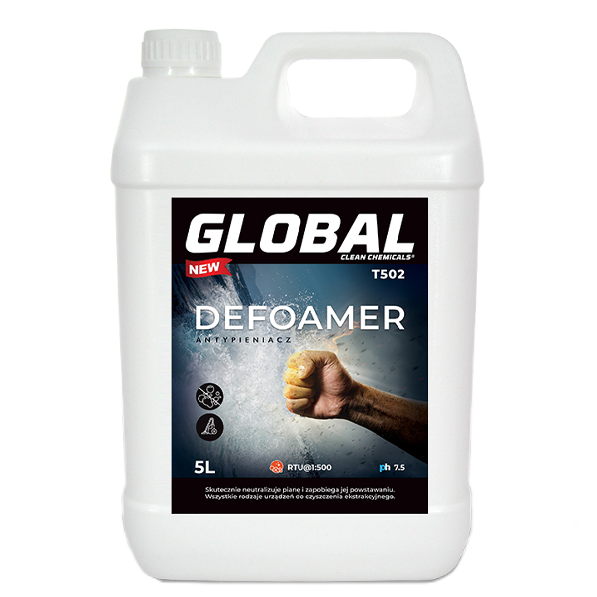 Global Defoamer T502 5L antipenový odstraňovač peny vo vysávači