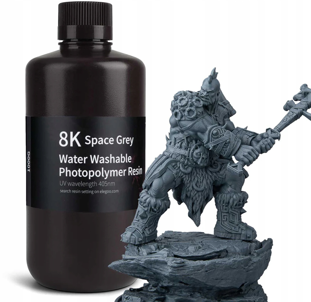 Uv pryskyřice Elegoo Water Washable 8K Space Grey 1 kg 1 l pro 3D tiskárnu