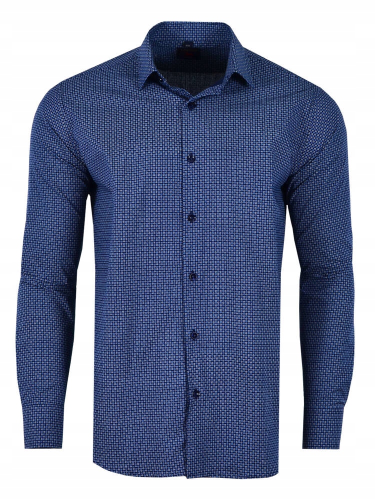 Košile Vzor Tmavě Modrá Dlouhá Velká 52/53