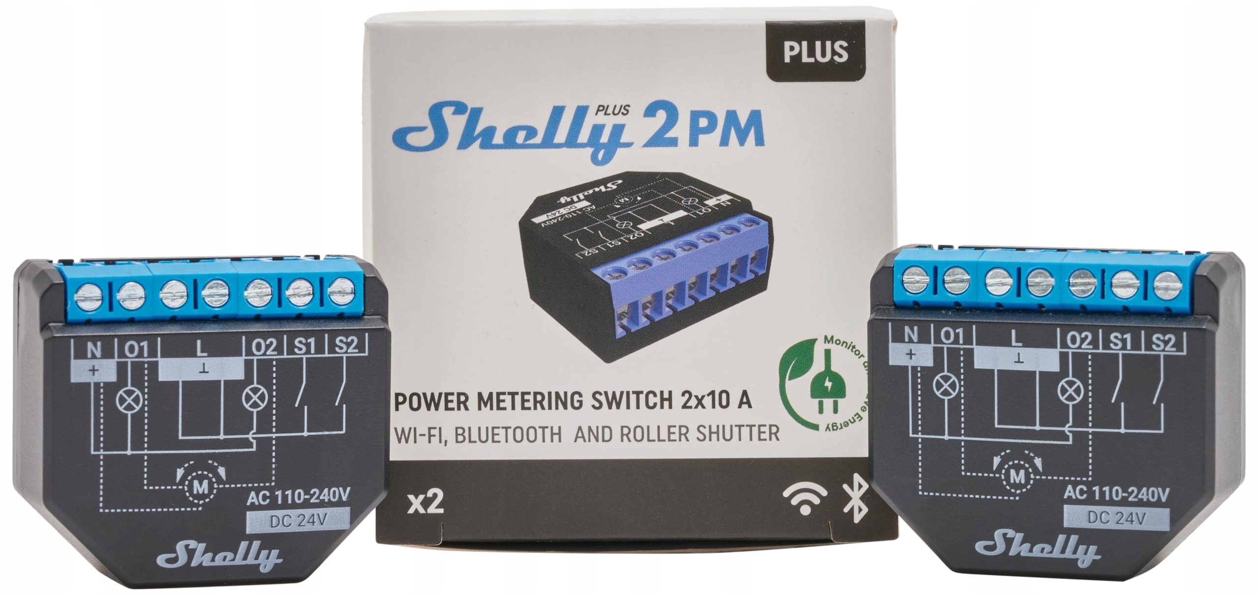 Prepínač Shelly Plus 2-kanálový WiFi s meraním energie