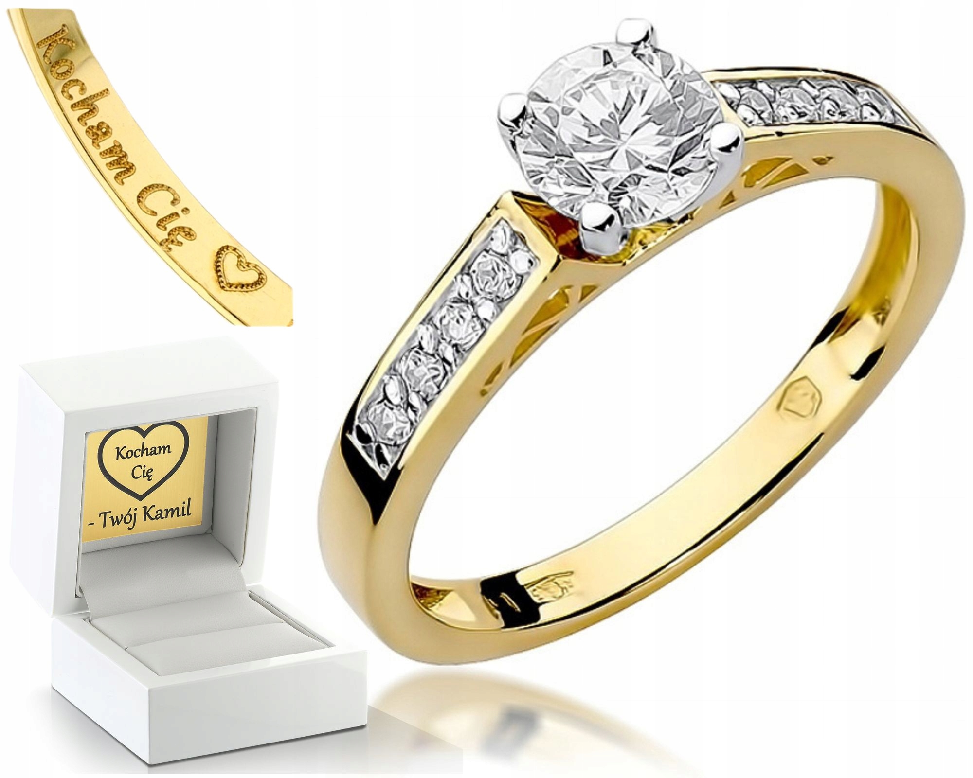 Zlatý Prstýnek S Brilianty 0,42 Ct Gravírování